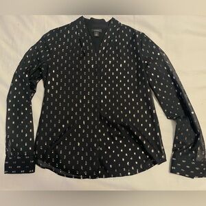 Halogen metallic gold thred blouse. Size XS, button up, v-neck